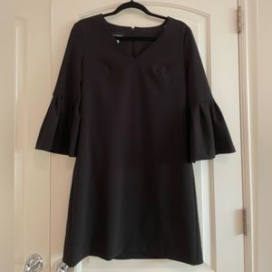 Black Donna Morgan V-Neck Dress 3/4 Bell Sleeves Size 10